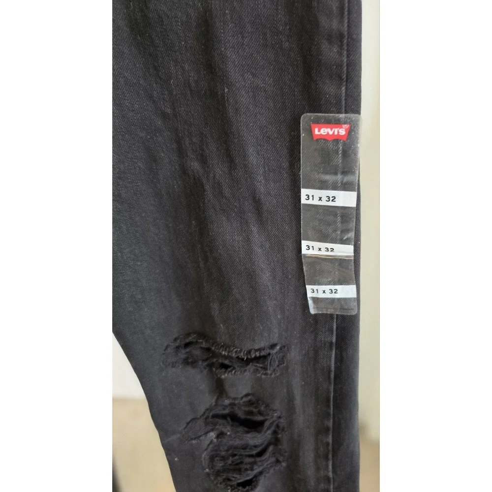 NWT Men's Levi's 512 Slim Taper Distressed Black Jeans - Size 31x32